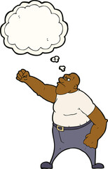 cartoon angry man with thought bubble