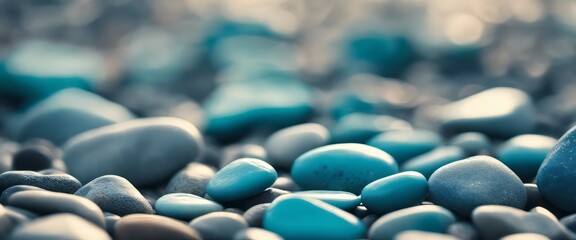 Fototapeta premium Abstract nature pebbles background. Blue pebbles texture. Stone background. Blue vintage color. Sea