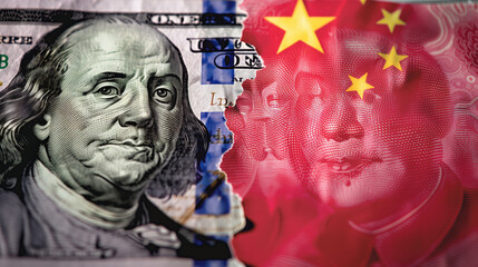 Fototapeta premium U.S.-China standoff, the two nations' financial struggles and the economy