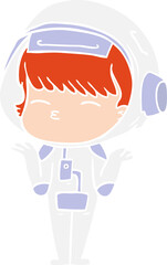flat color style cartoon curious astronaut