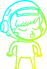 cold gradient line drawing cartoon pretty astronaut girl