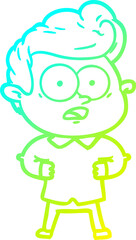 cold gradient line drawing cartoon staring man