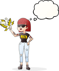 thought bubble cartoon rock woman