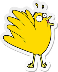 distressed sticker of a cartoon squawking bird