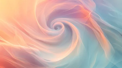 Schilderijen op glas Minimalistic spirals and swirls converging in an elegant dance, bathed in a gradient of soft and soothing colors. © The Image Studio