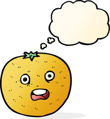 cartoon orange with thought bubble
