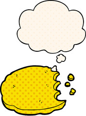 cartoon cookie and thought bubble in comic book style