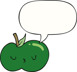 cartoon cute apple and speech bubble