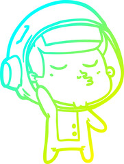cold gradient line drawing cartoon confident astronaut