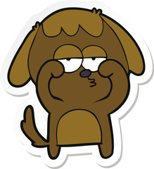 sticker of a cartoon tired dog