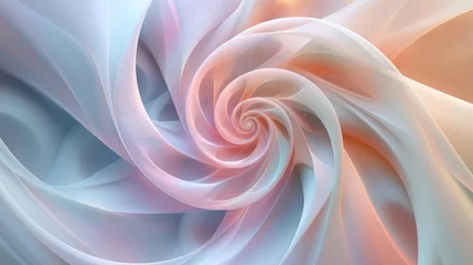 Gordijnen Minimalistic spirals and swirls converging in an elegant dance, bathed in a gradient of soft and soothing colors. © The Image Studio