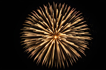 Obraz premium Gold Explosion effect. Festive Fireworks. Isolated on black background.