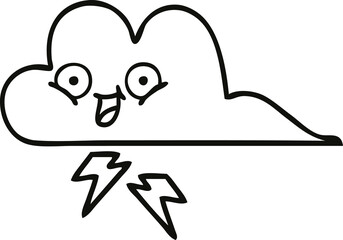 line drawing cartoon thunder cloud
