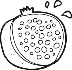black and white cartoon pomegranate