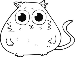 black and white cartoon cat with big pretty eyes