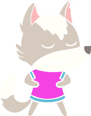 friendly flat color style cartoon wolf girl
