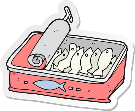 cartoon fish can, red, open, with fish clip art preview