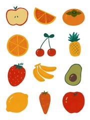 set of fruits and vegetable Illustration