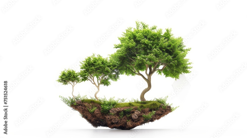 Aufkleber concept business image of a tree growing up in an arrow shape against a white background.