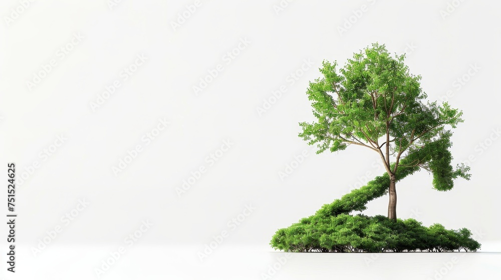 Poster over a white background, an arrow-shaped tree grows up. image for a business concept.