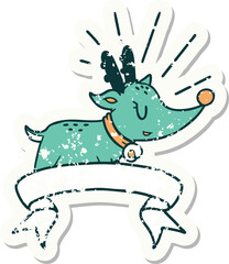 grunge sticker of tattoo style christmas reindeer