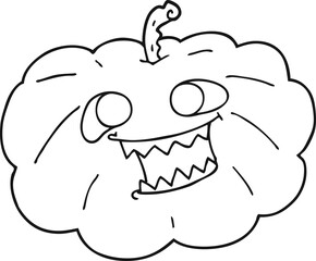 black and white cartoon halloween pumpkin