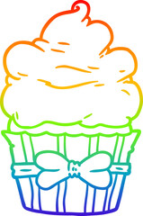 rainbow gradient line drawing cartoon fancy cupcake