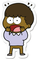 sticker of a cartoon shocked man