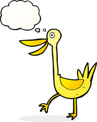 funny cartoon duck with thought bubble