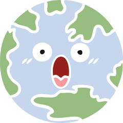 flat color retro cartoon planet earth