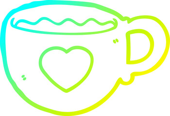 cold gradient line drawing I love coffee cartoon cup