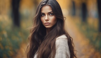 Fototapeta premium Beautiful Brunette Girl. Healthy Long Hair. Beauty Model Woman