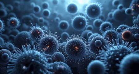  Microscopic view of a virus colony, a close-up of a scientific marvel