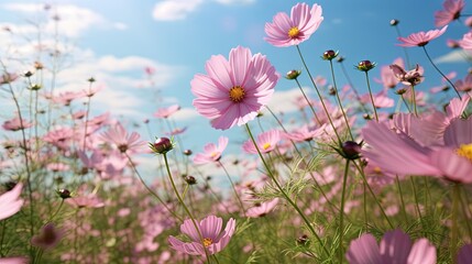 cosmos flower with vibrant in the field, beautiful sun flower