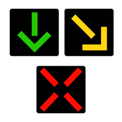 Traffic light for roads with reversible traffic