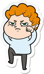 sticker of a cartoon angry man