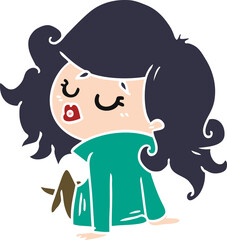 cartoon of cute kawaii girl