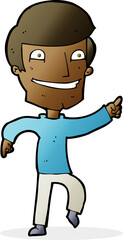 cartoon happy man pointing