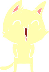 happy flat color style cartoon cat