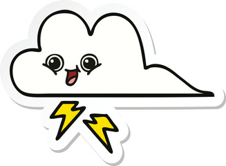 sticker of a cute cartoon storm cloud