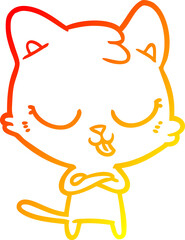 warm gradient line drawing cartoon cat