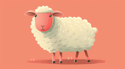 Naklejka premium Sheep, illustration and digital art of an animal isolated on a background for poster, post card or printing. Cute, creative and drawing of a cartoon character for wallpaper, canvas and decoration