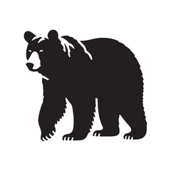 Obraz premium Wild Majesty: Vector Bear Silhouette - Capturing the Untamed Beauty of Nature's Noble Creature in Elegant Form. Vector Bear Illustration.