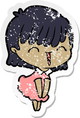 distressed sticker of a cartoon woman