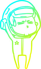 cold gradient line drawing cartoon stressed astronaut