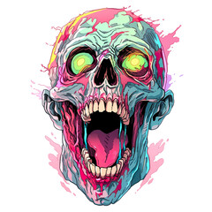 t-shirt design icon logo zombie halloween  mask character scary, tatto