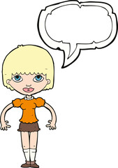 cartoon girl with speech bubble