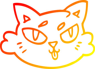 warm gradient line drawing cartoon cats face