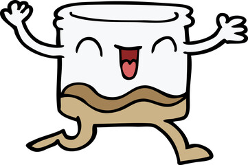 happy cartoon doodle whisky glass