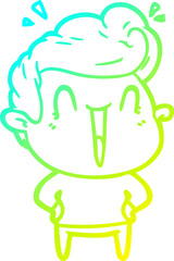 cold gradient line drawing cartoon excited man